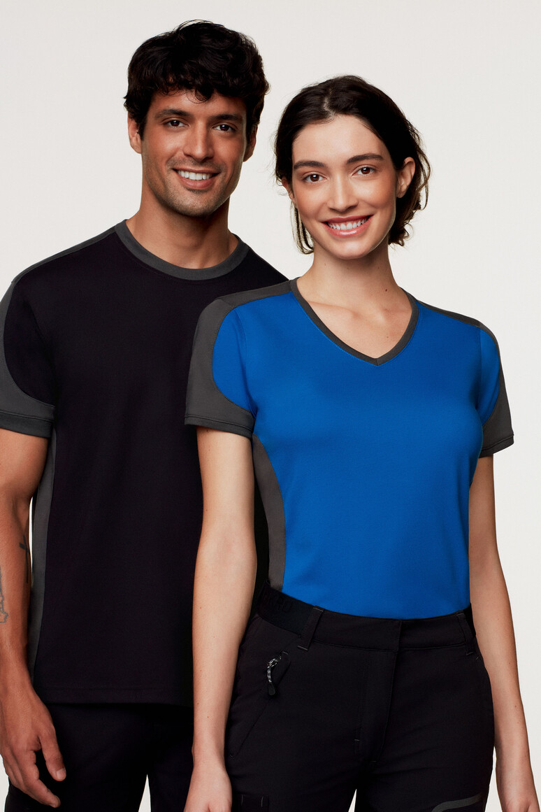 Hakro Damen V-Shirt Contrast Mikralinar